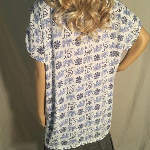 NWT PINK K Women's size 1X white w/blue elephants - Picture 6 of 8
